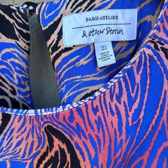 & Other Stories Abstract Zebra Dress Bohemian Festival Animal Print Sz 2 - Picture 3 of 6